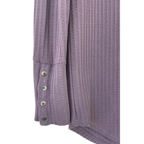Chaser Waffle Knit Long Sleeve Thermal Mystic Purple Top Small Casual Cozy - Picture 5 of 8